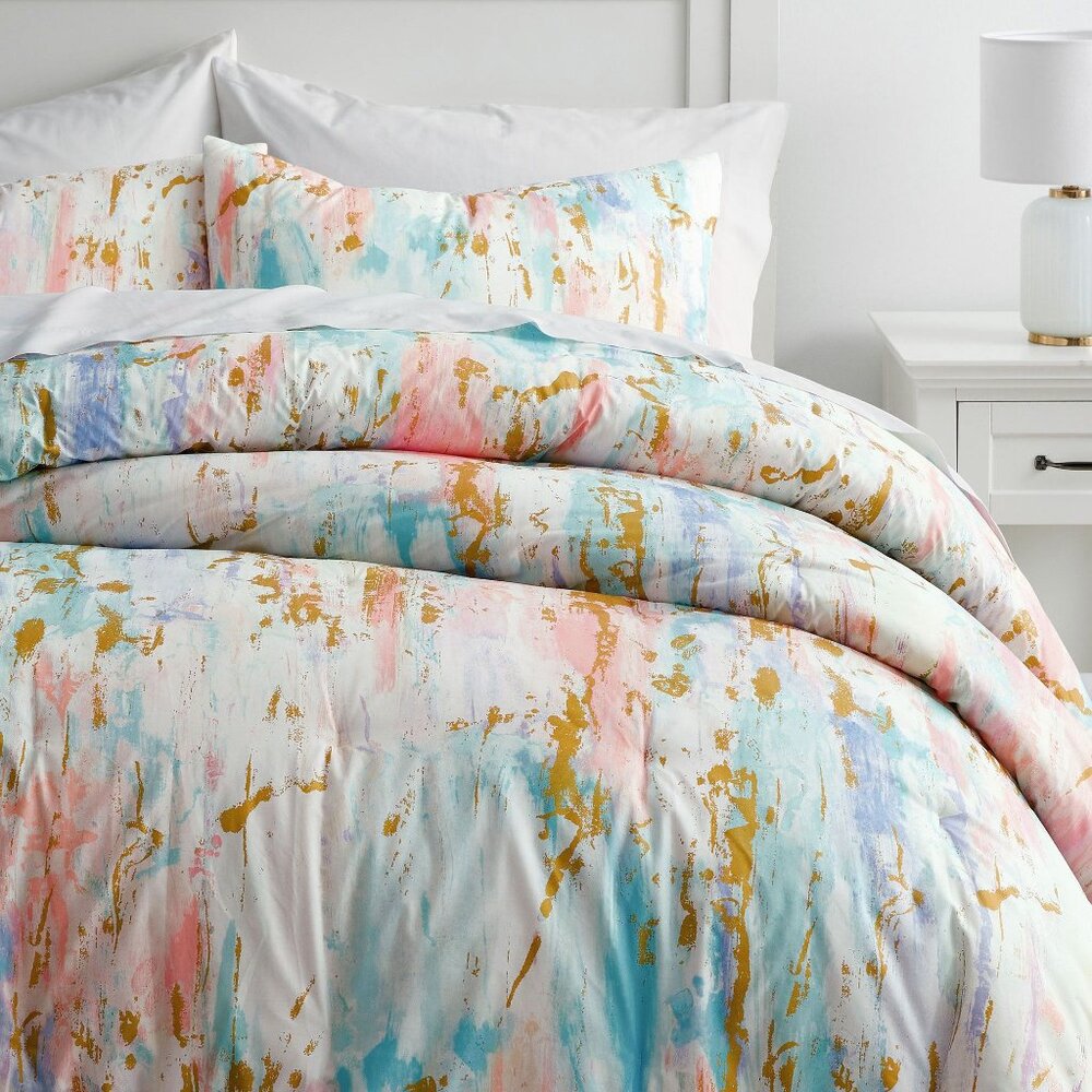 Pottery Barn Skylar Metallic Printed Comforter Twin XL Multi Color Bedding NWT